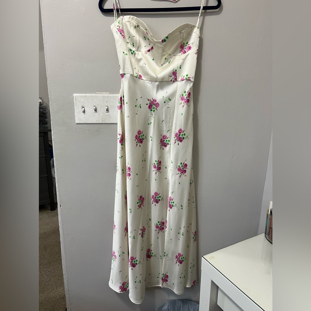 Zara Satin Floral Maxi Dress